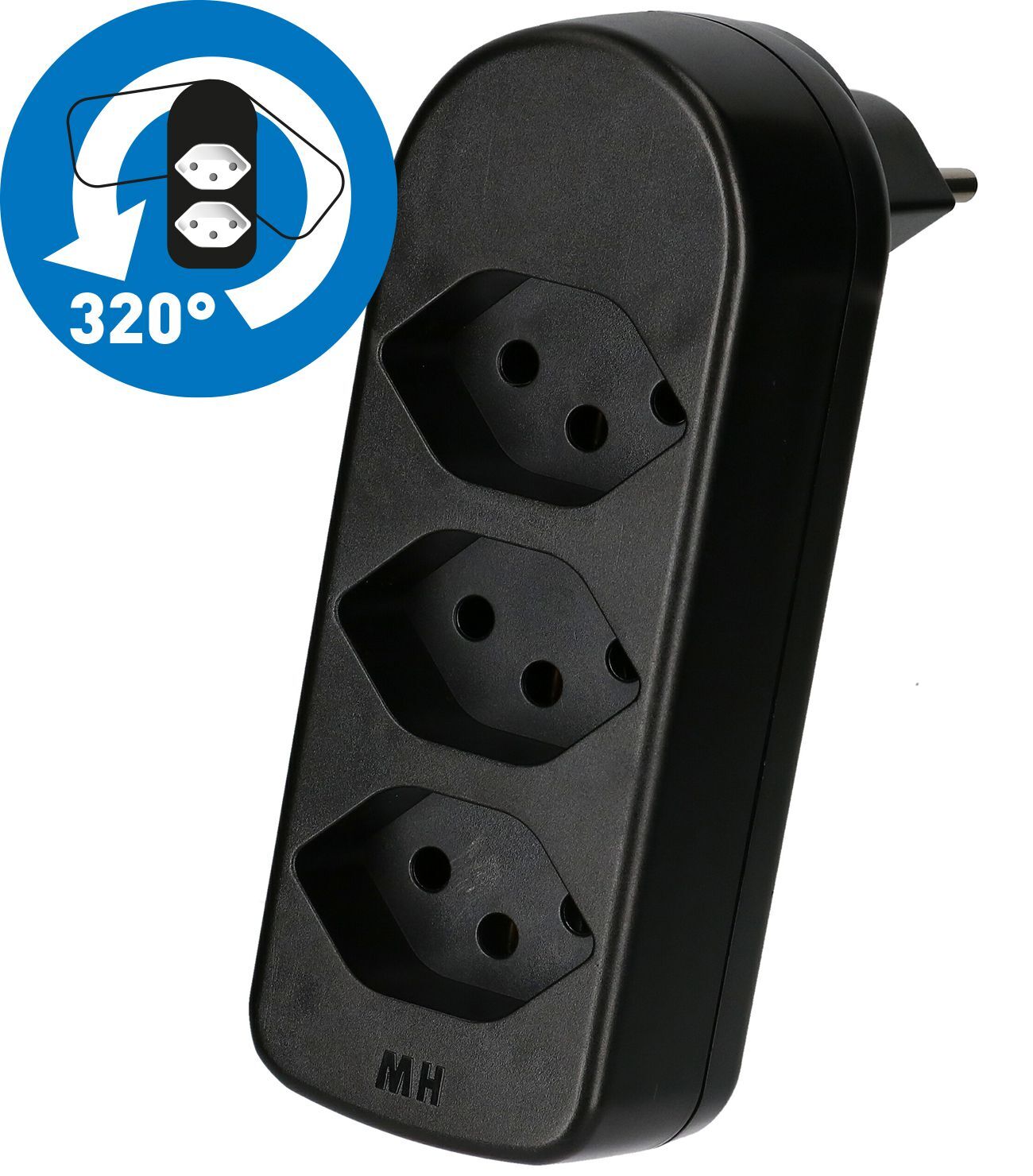 Fiche de dérivation 3 x type 13, fiche orientable à 360° **article en fin de vie**