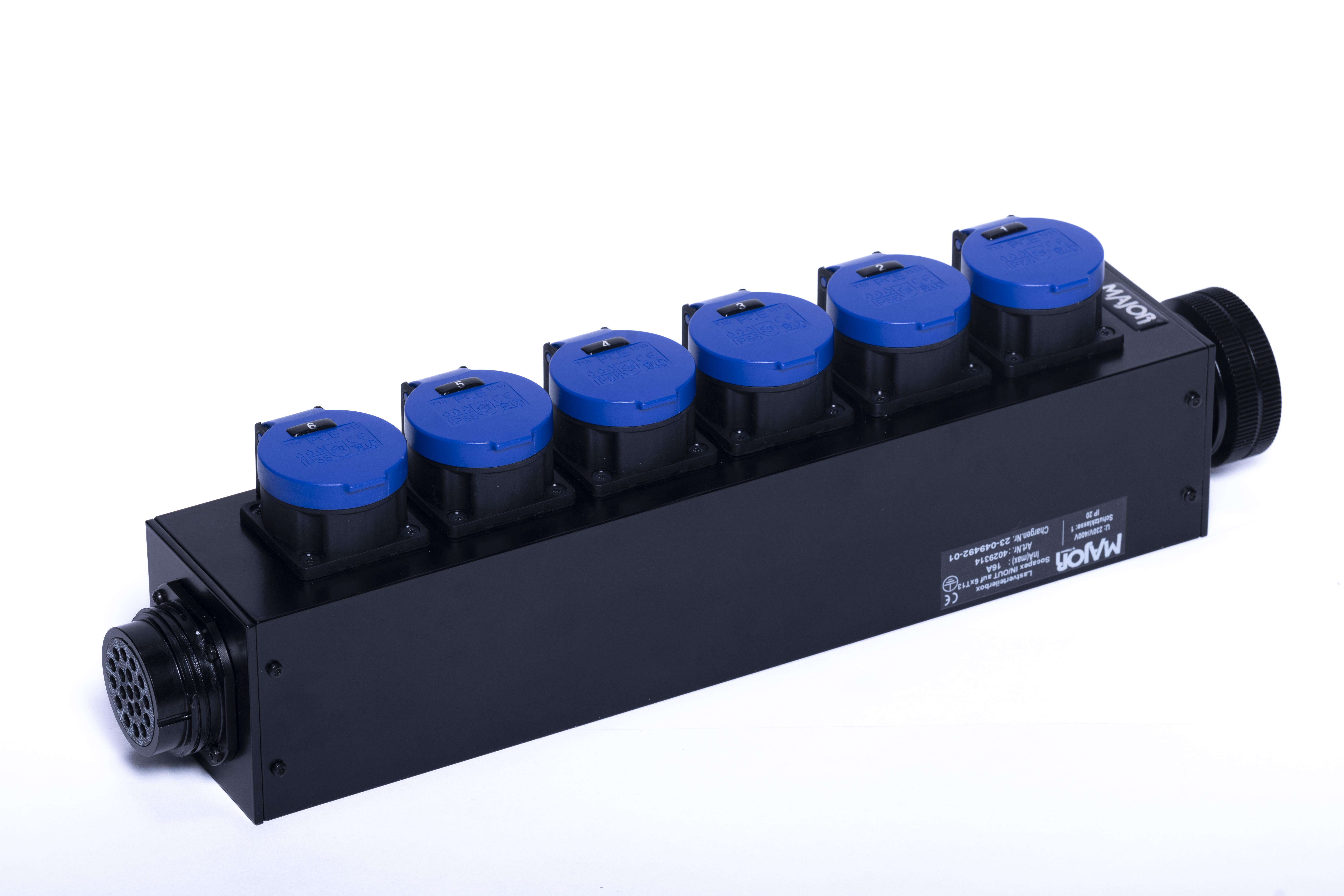 MAJOR Slimline répartiteur de charge alu, Socapex sur 6 x T13 + Socapex femelle, IP20