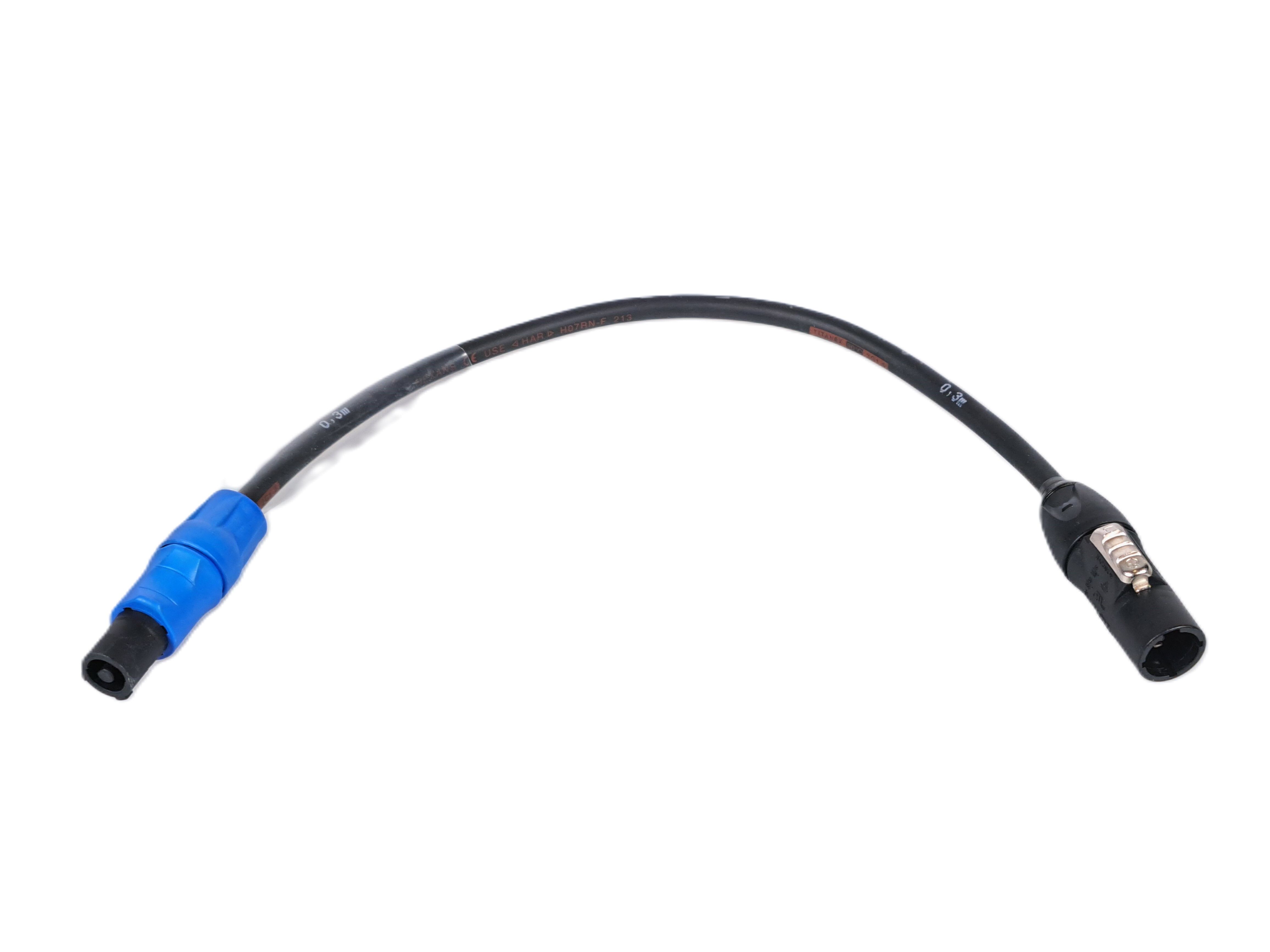 Câble adaptateur Major powerCON TRUE1 mâle vers powerCON bleu, 0,3m