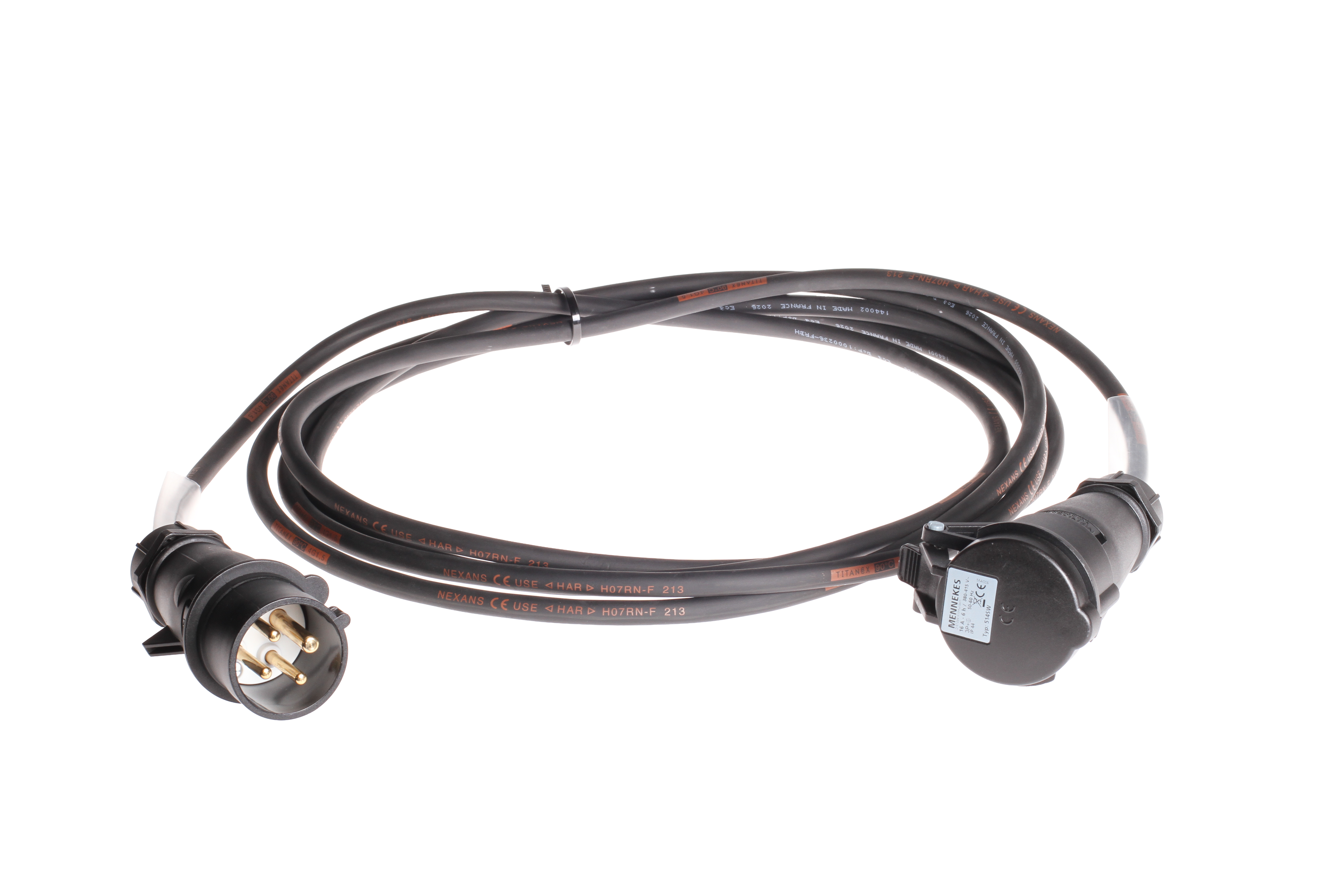 Câble moteur Major CEE16, fiche à 4 broches noire, 4 x 1,5 mm², 5 m