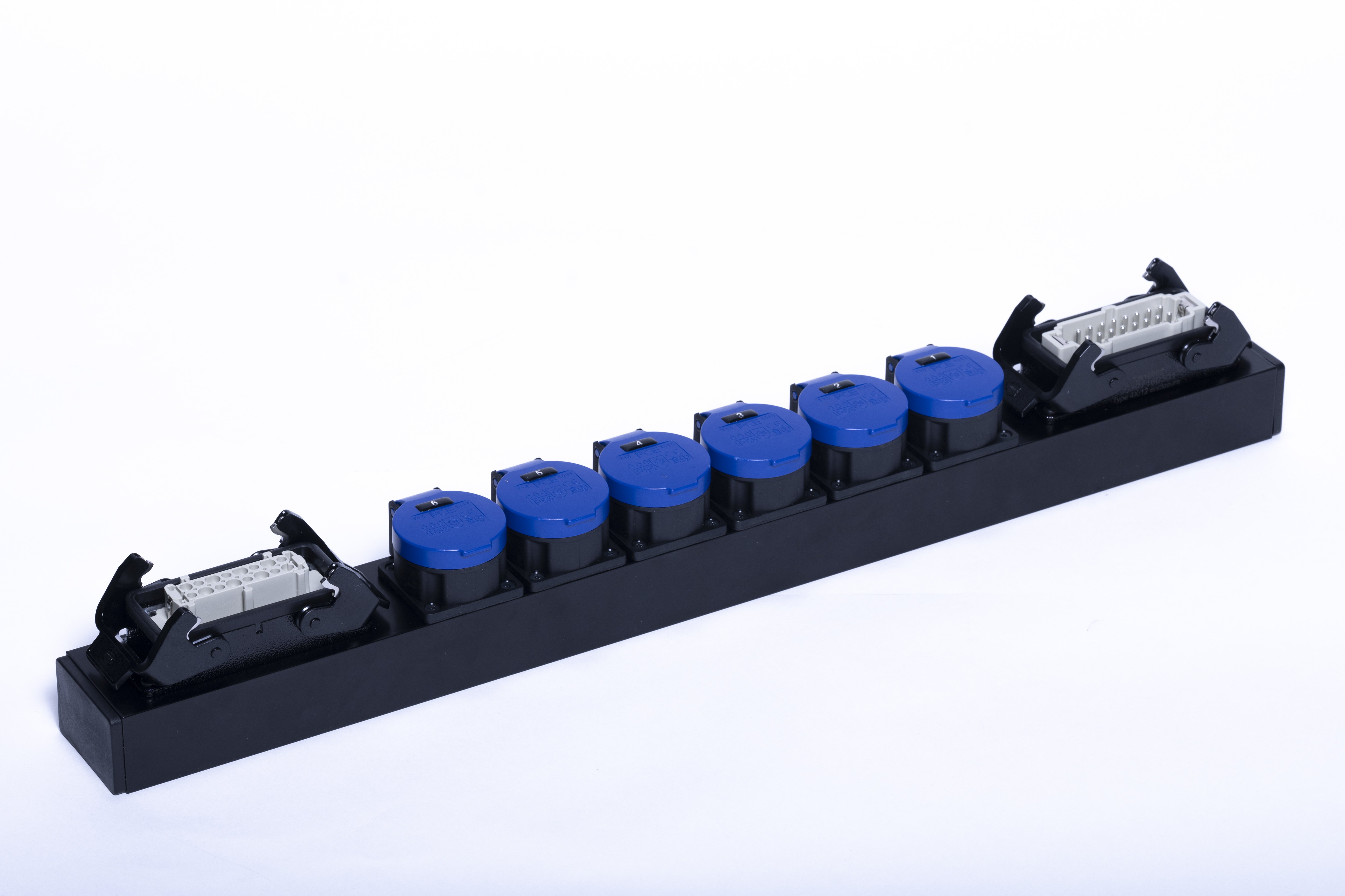 MAJOR Slimline répartiteur de charge alu, Han 16E mâle vers 6 x T13 +