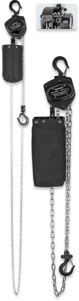Safetex Palan manuel à chaîne Blackline, 1000 kg, course 3 m / sac à chaîne