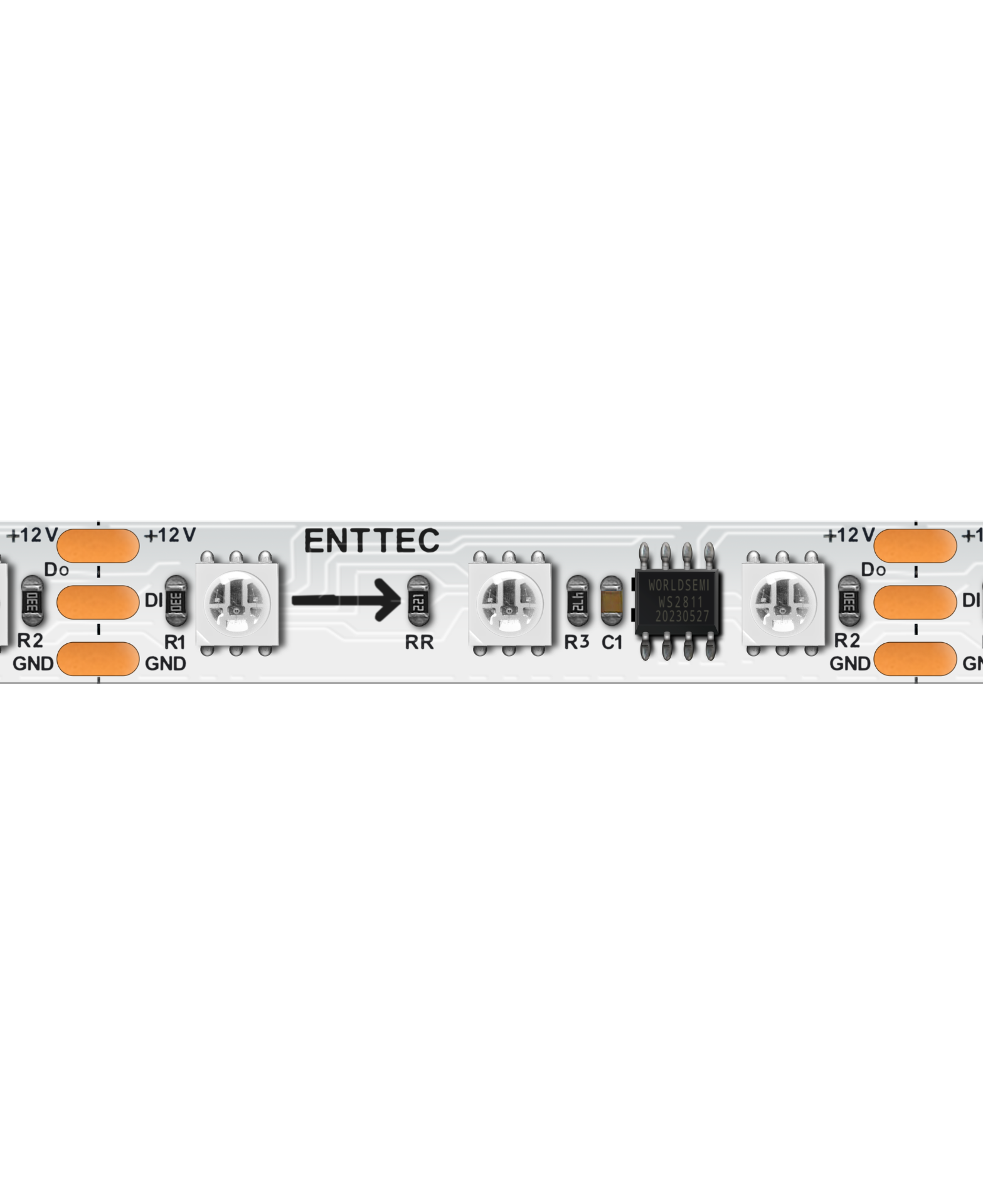 Enttec Pixel Tape, 60 LED/m RGB 12 V, blanc - Long Range