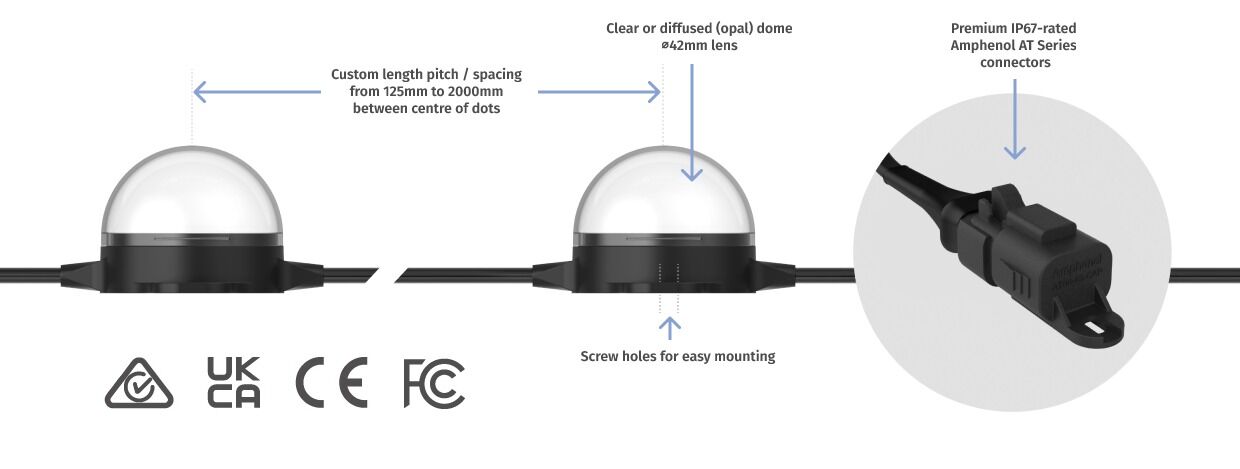 Enttec SMART PXL-40P Dot String, 20 Dots, 125mm Pixel Pitch
