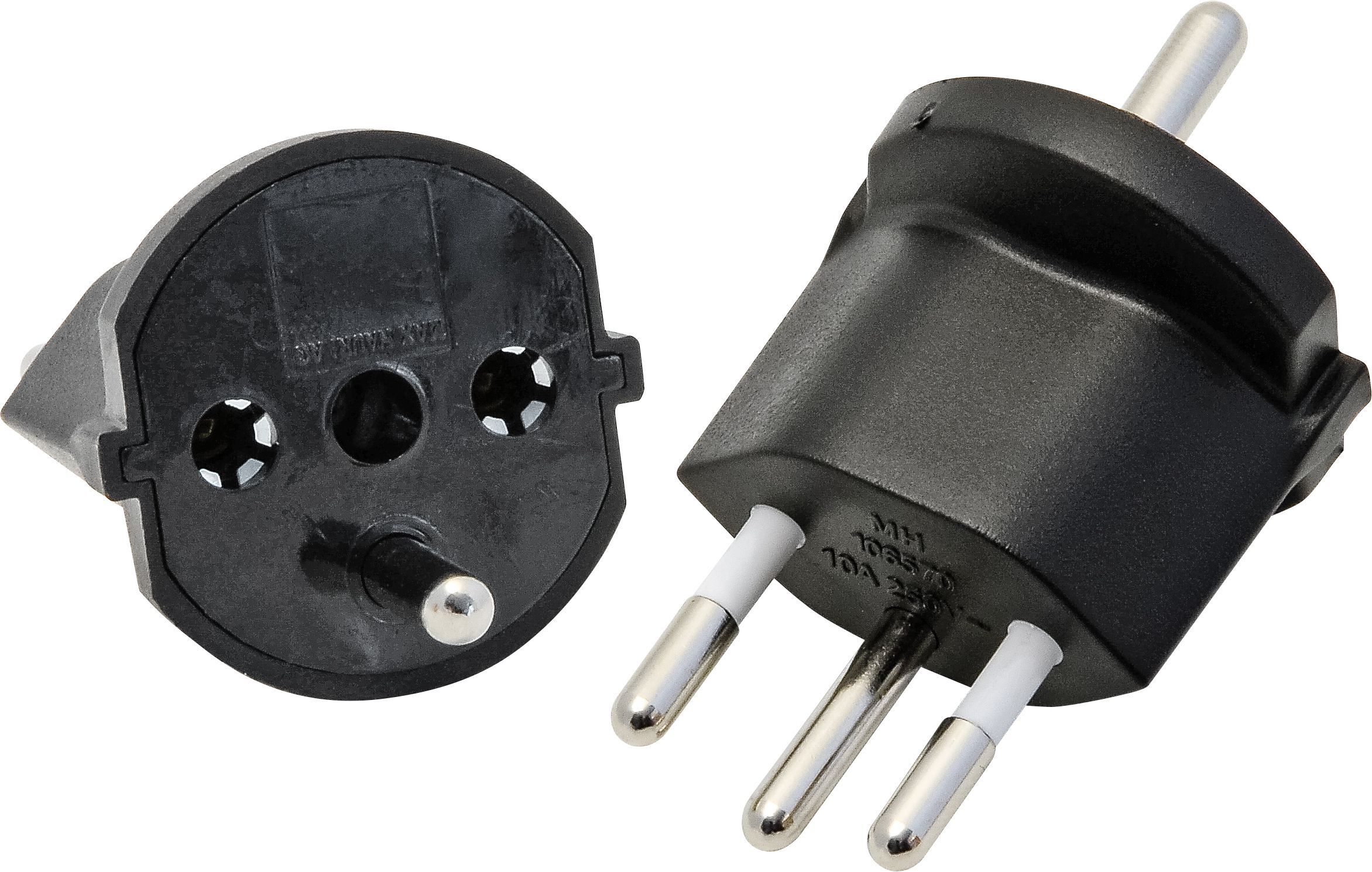 Adaptateur fixe 3 pôles noir Schuko-Type12