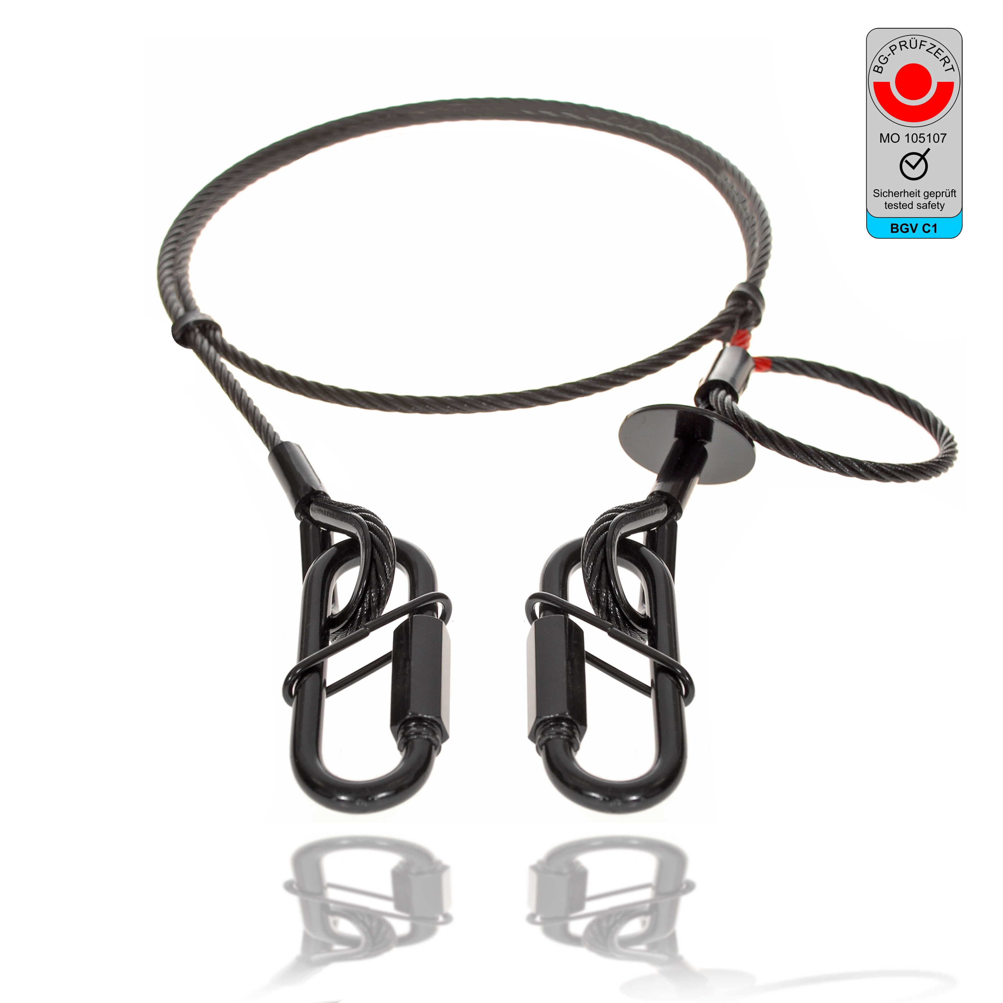 MAJOR Sicherungsseil Saveking®, 3mm, 1 m, 2 Verbindungsglieder, schwarz