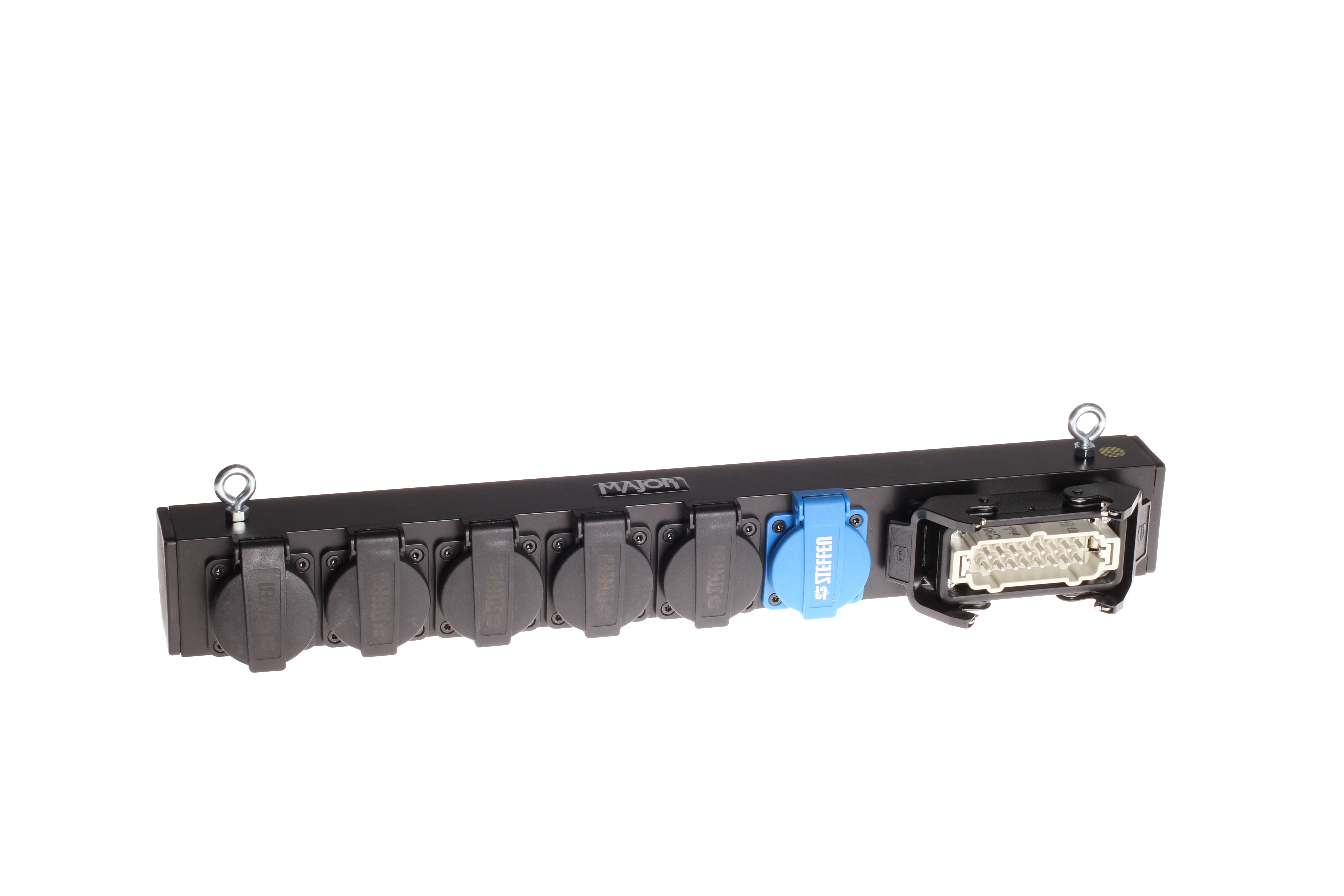MAJOR Slimline répartiteur de charge alu, Harting Han 16E sur 6 x T13 IP20