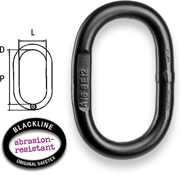 Safetex Aufhängering/O-Ring EN 1677-4 Blackline 2,00 t für Ketten 1-Strang 8-8 und 2-Strang 7-8