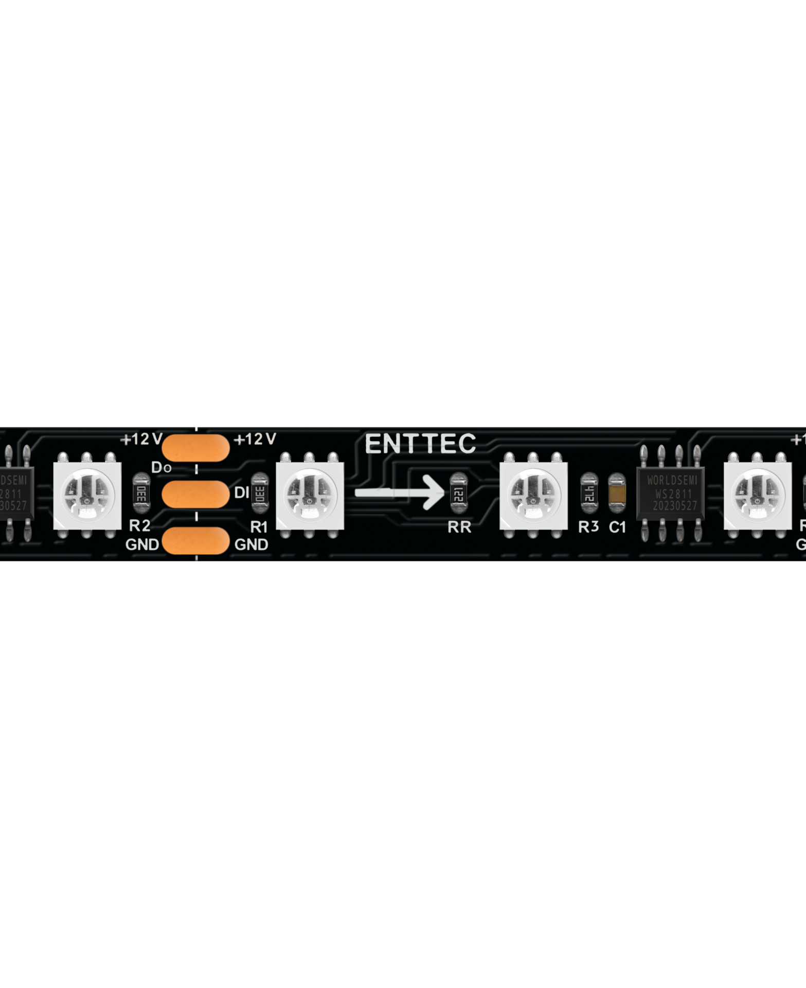 Enttec Black Pixel Tape, 60 LED/m RGBW 12 V, noir - Commande individuelle